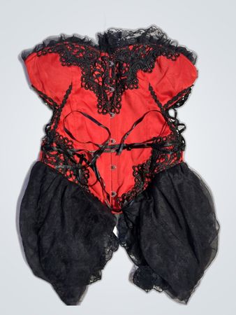 Red and Black Lace Corset Top
