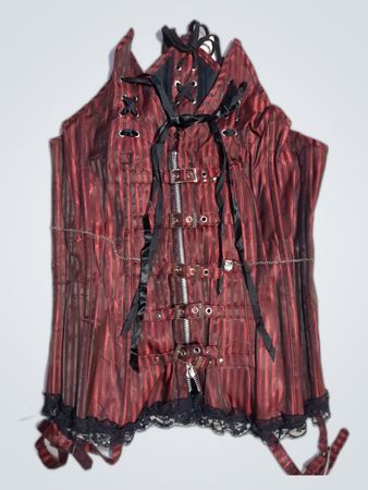 Red Striped Corset Top