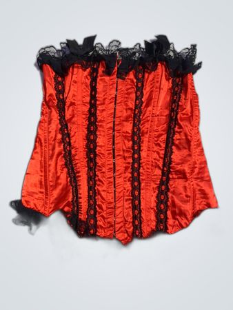 Unbranded Red Lace-Up Corset Top