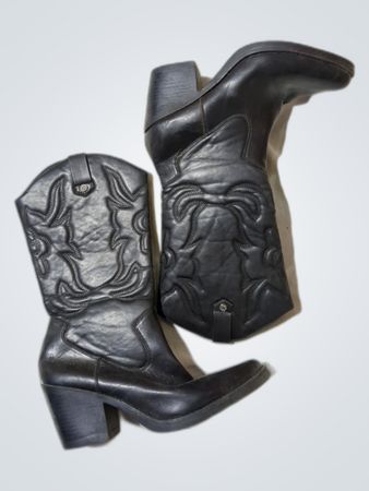Black Leather Cowboy Boots