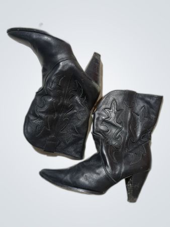 Unbranded Black Leather Cowboy Boots