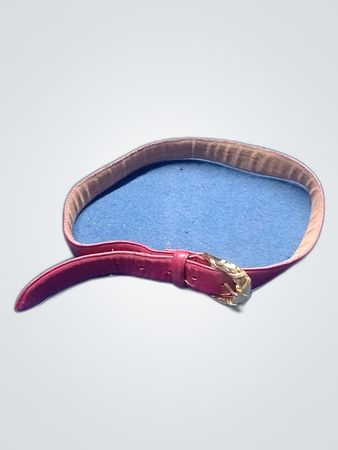 Red Leather Belt with Gold Buckle