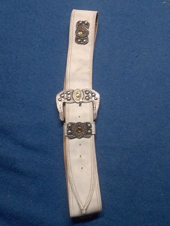 White Leather Belt with Metal Buckle