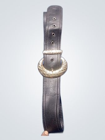 Leather Belt with Gold Buckle