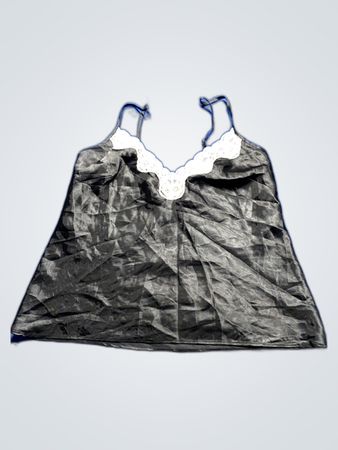 Vivrelle Black Lace Trim Satin Camisole