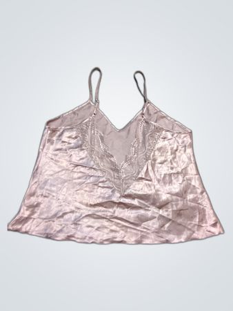 Unbranded Pink Satin Lace Trim Camisole