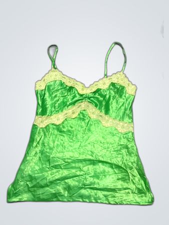 Roxy Green Satin Lace Trim Cami Top