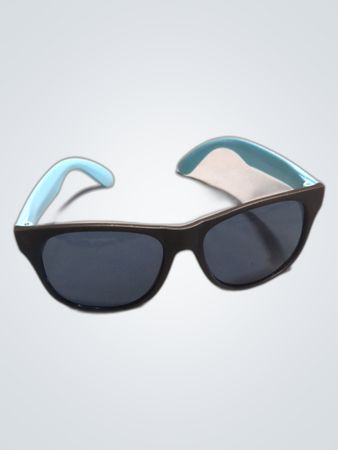 Sunglasses with Black Lenses and Light Blue Frames