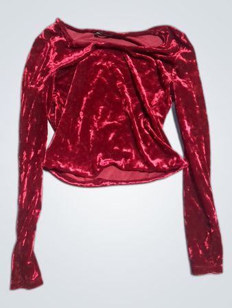 Atmosphere Red Cropped Velvet Blouse