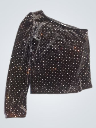 Black Rhinestone Velvet Top