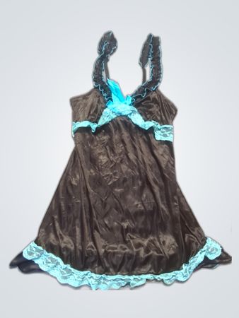 Black Nightgown with Blue Lace