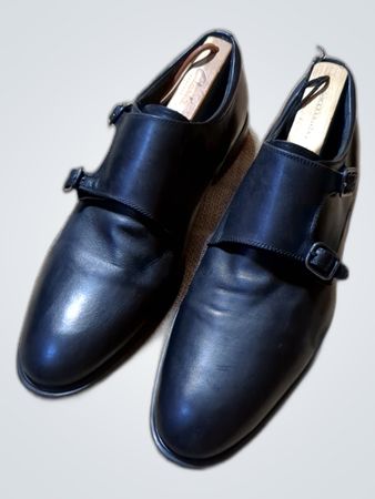 Unbranded Black Leather Monk Strap Dress Shoes