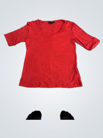 M&S Red V-Neck Cotton Top