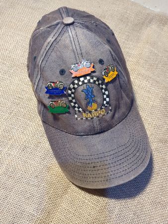 Brown Baseball Cap with Motorcycle Pins and NARPO Embroidered Logo