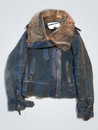 Topshop Leather Biker Jacket with Fur Collar