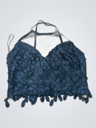 River Island Blue Lace Cropped Top