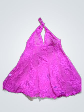 Fantasy Lingerie Pink Lace Halter Mini Dress