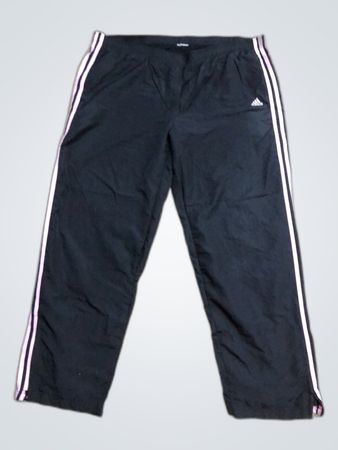 Adidas Black Track Pants with Pink Stripes
