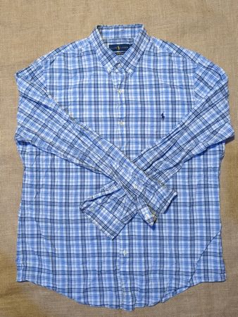 Ralph Lauren Blue Plaid Slim Fit Button-Up Shirt