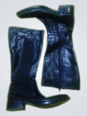 Black Leather Knee-High Boots