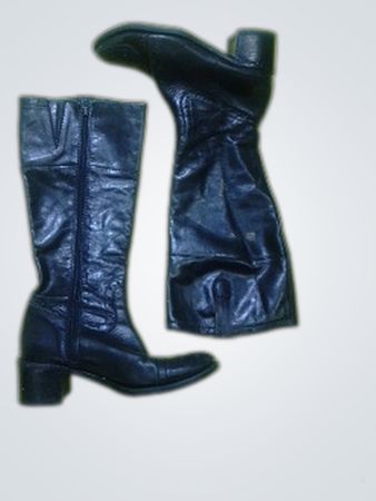 GUESS Black Leather Knee-High Boots