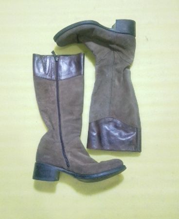 Grey Suede Knee-High Boots