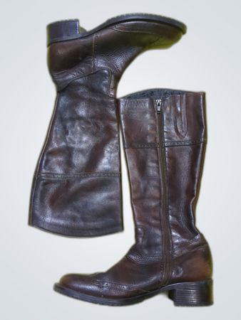 Brown Leather Knee-High Boots
