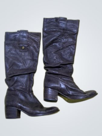 Unbranded Black Leather Knee-High Boots