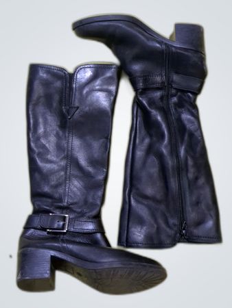 Bata Black Leather Knee-High Boots