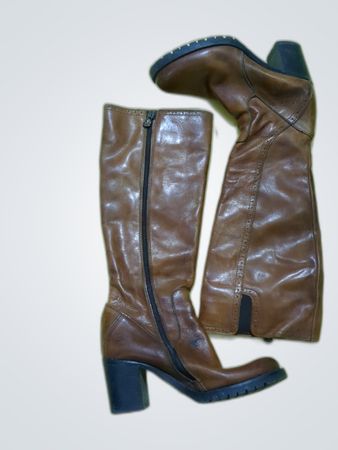 Brown Leather Knee-High Boots