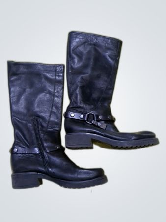 Black Leather Knee-High Boots