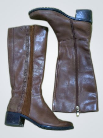 Brown Leather Knee-High Boots