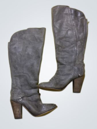 Gray Leather Boots