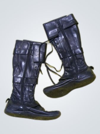 Unbranded Black Leather Lace-Up Boots