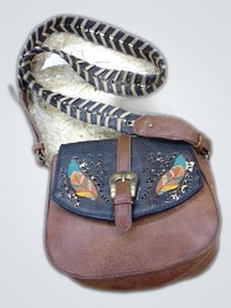 Brown Leather Bag with Zebra Print Strap