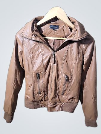 New Look Brown Faux Leather Hooded Jacket