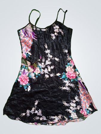 Unbranded Black Floral Print Slip Dress