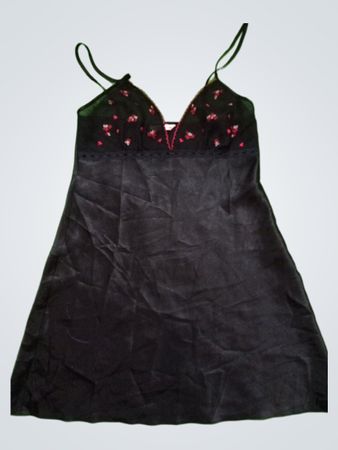 Black Nightdress with Floral Details