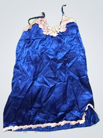 Blue Nightgown with White Lace Trim
