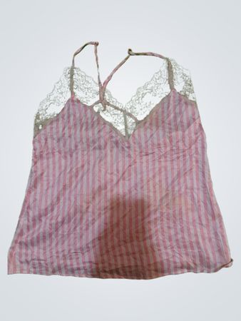 Pink Striped Lace Trim Camisole