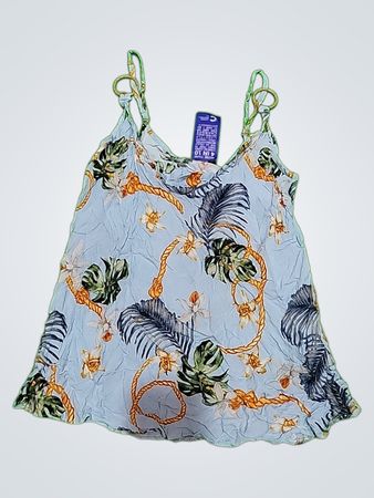 CUTE Light Blue Tropical Print Cami Top