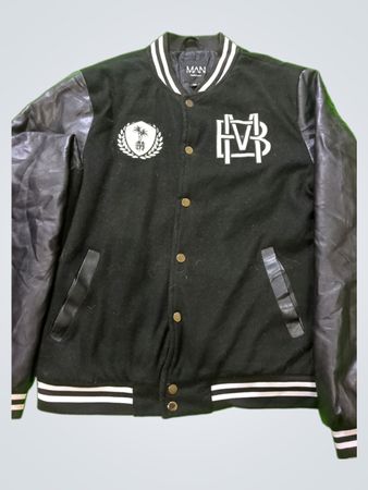 boohooMAN Black Varsity Jacket