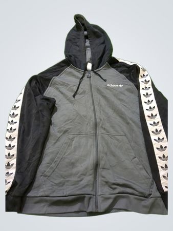 Adidas Grey Black Zip-Up Hoodie