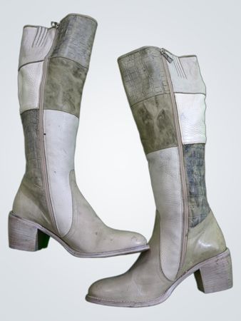 Women's White Leather Boots
