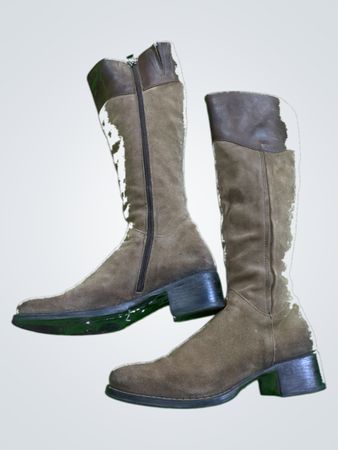 Unbranded Taupe Suede Zip-Up Knee Boots