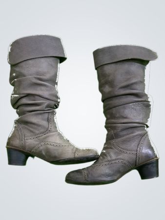 Gray Leather Boots