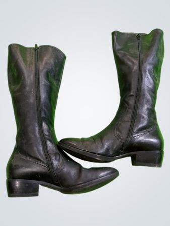 Black Leather Knee High Boots
