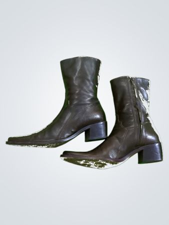 Unbranded Brown Leather Zip-Up Boots
