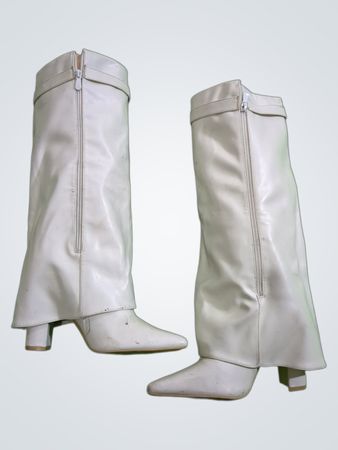 Unbranded White Leather Knee-High Boots