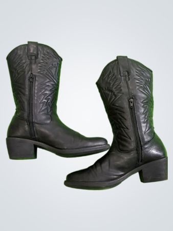 Black Leather Cowboy Boots